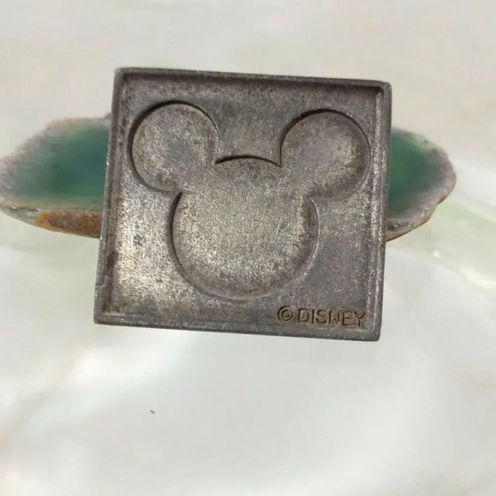 Vintage Disney Mickey Mouse Silver Tone Square Tie Tack Lapel Pin